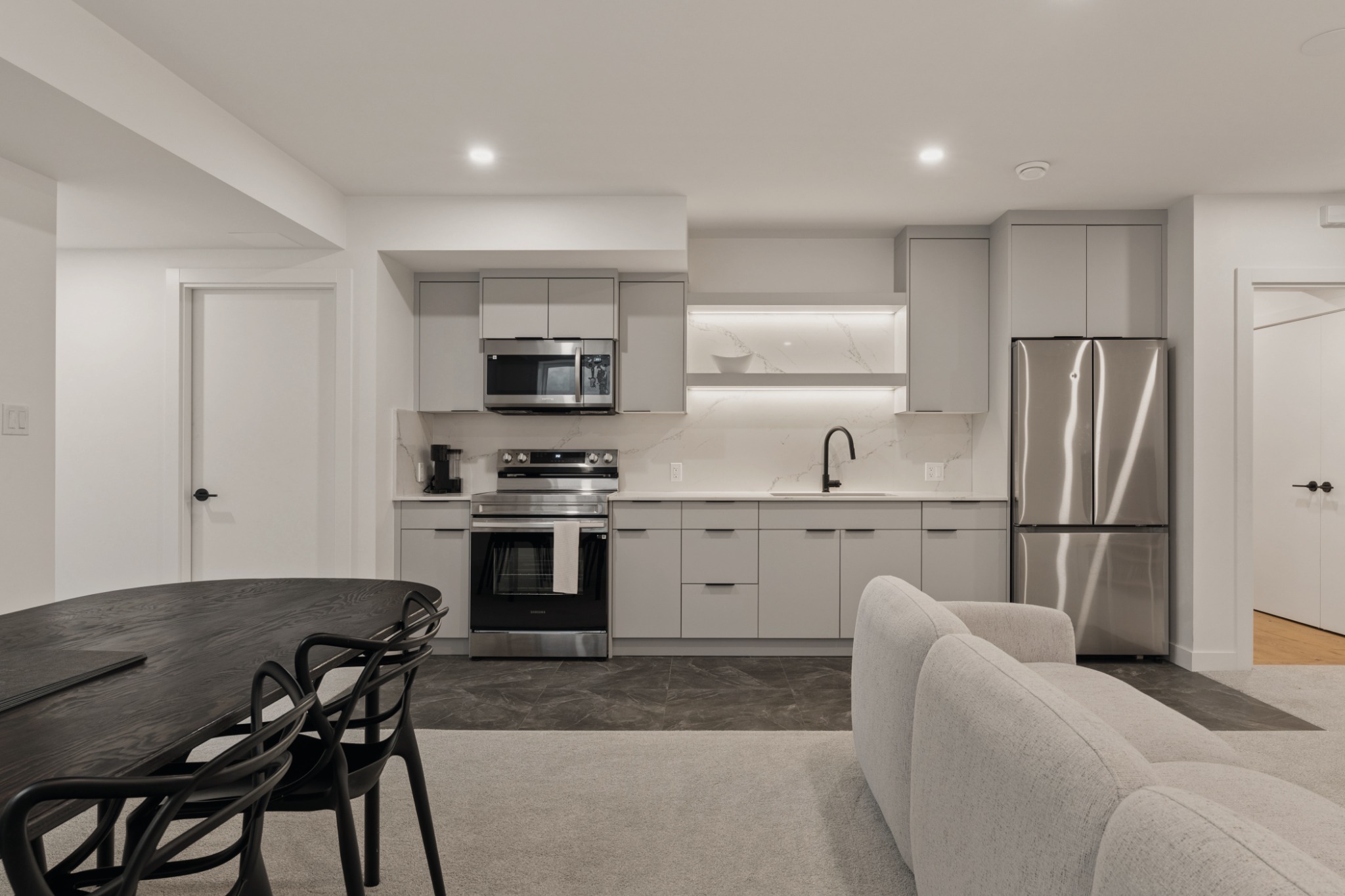Comfortable living area in the self-contained basement suite