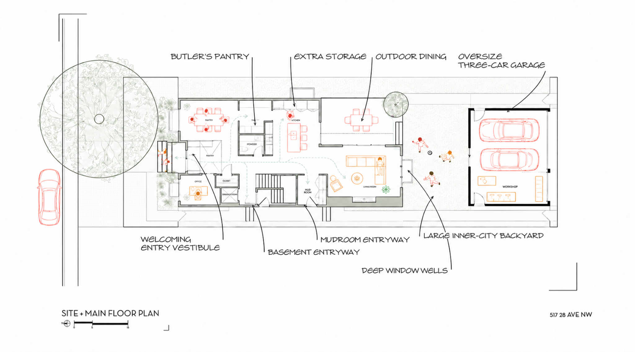 Site and main floor plan
